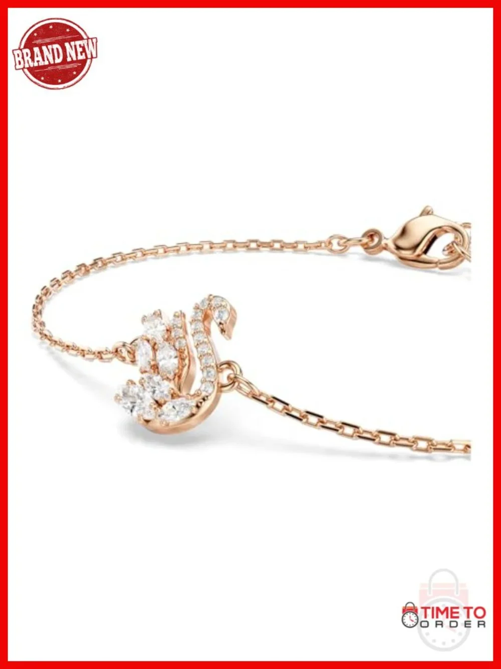 Swarovski Swan Crystal Link Bracelet Rose Gold Plated